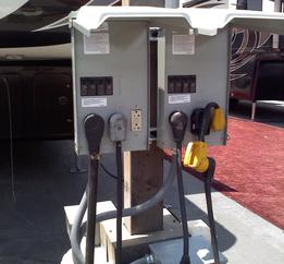 temporary power distribution for offsite recreational vehicle sales